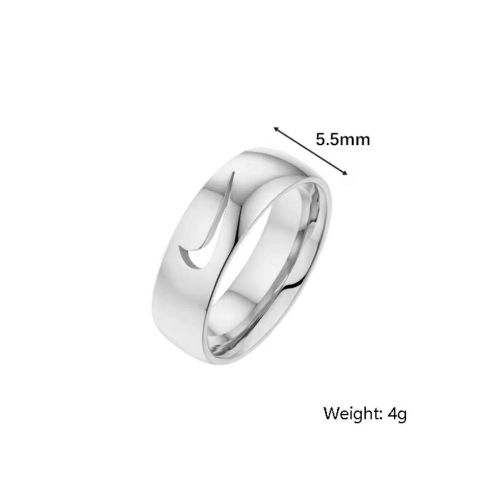 Nike Swoosh Ring - Size 9 - Silver - Y2K